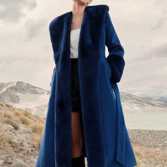 . Jackets & Blazers - BLUE PREPPY WOMENS FAUX FUR COAT